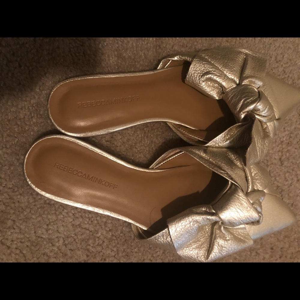 Rebecca Minkoff Gold Bow Slippers